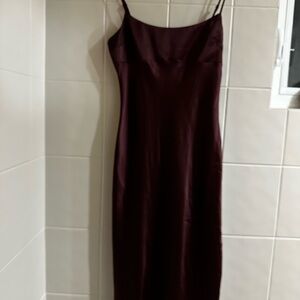 Burgundy Satin Slip Dress